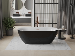 Mexen Roxy freestanding bathtub 67 x 31 inches, white/black, brushed copper overflow - 51201708075-65