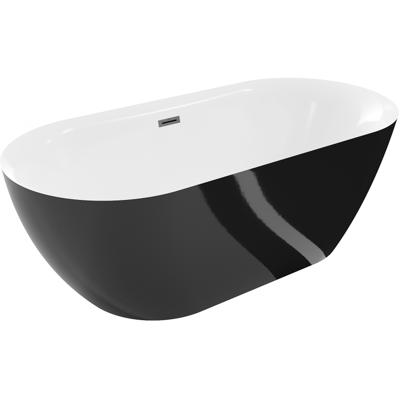 Mexen Roxy freestanding bathtub 67 x 31 inches, white/black, brushed gun gray overflow - 51201708075-66