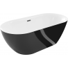 Mexen Roxy freestanding bathtub 67 x 31 inches, white/black, brushed gun gray overflow - 51201708075-66