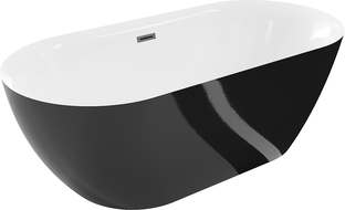 Mexen Roxy freestanding bath 170 x 80 cm, white/black, gun grey brushed overflow - 51201708075-66