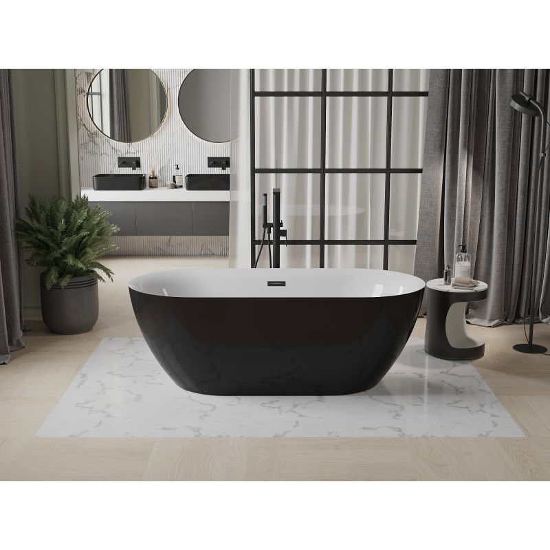 Mexen Roxy freestanding bathtub 170 x 80 cm, white/black, black overflow - 51201708075-70