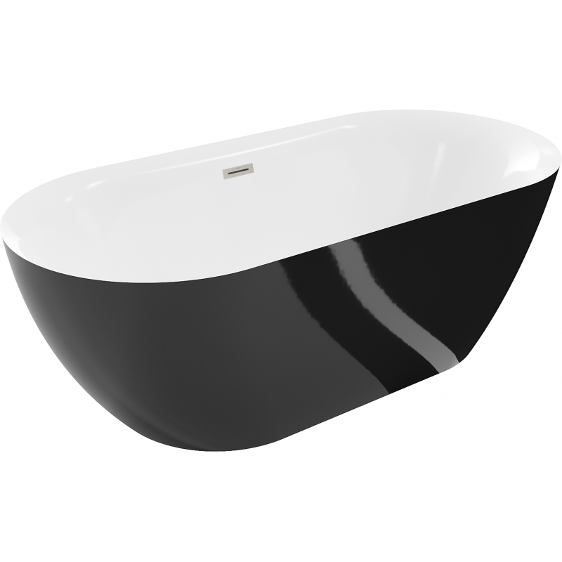 Mexen Roxy free-standing bath 170 x 80 cm, white/black, brushed nickel overflow - 51201708075-97