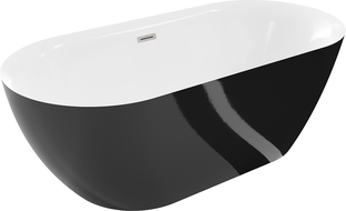 Mexen Roxy Freestanding Bathtub 67 x 31 inches, White/Black, Brushed Nickel Overflow - 51201708075-97