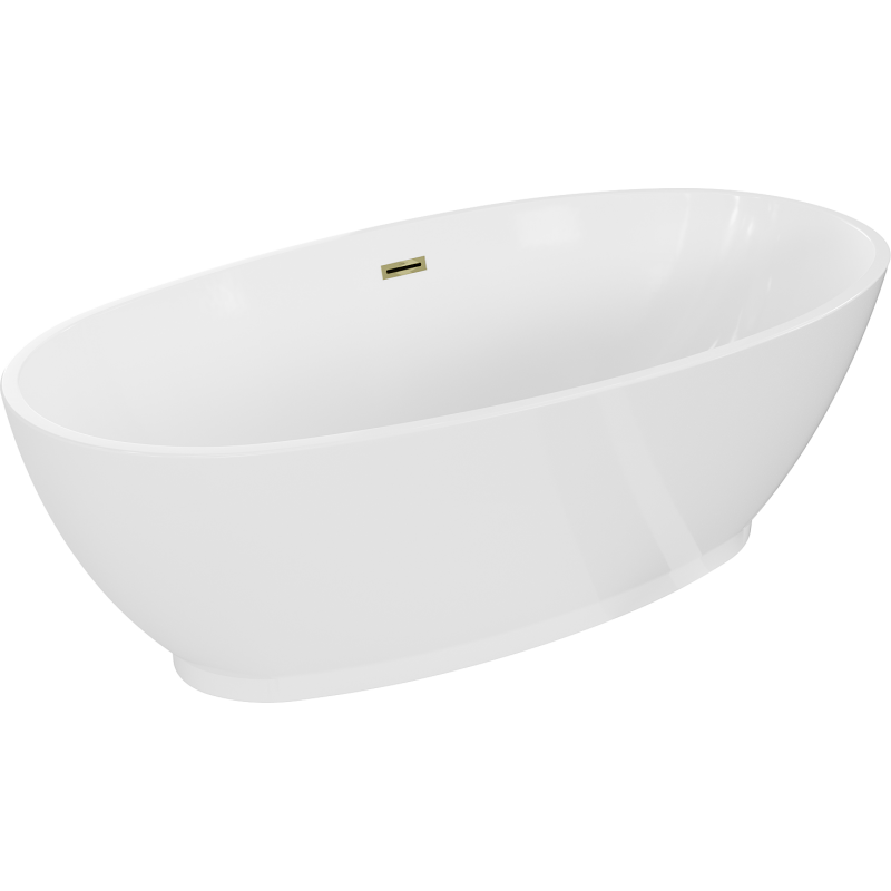 Mexen Bilbao free-standing bath 180 x 90 cm, white, gold overflow - 51311809000-50