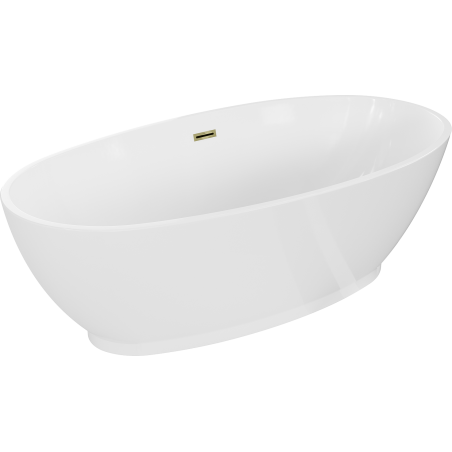 Mexen Bilbao free-standing bath 180 x 90 cm, white, gold overflow - 51311809000-50