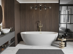 Mexen Bilbao free-standing bath 180 x 90 cm, white, gold overflow - 51311809000-50