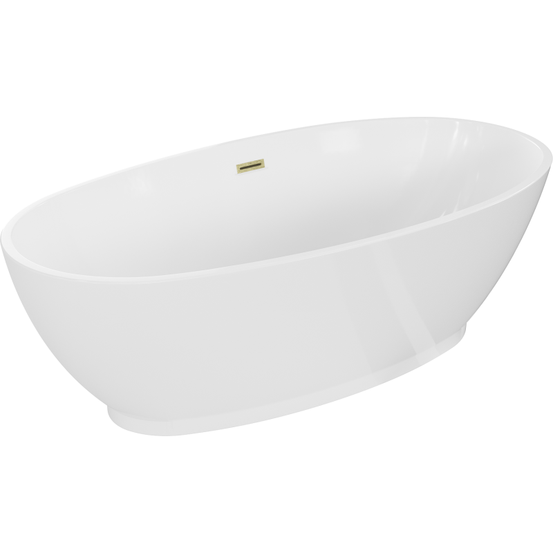 Mexen Bilbao freestanding bath 180 x 90 cm, white, brushed gold overflow - 51311809000-55