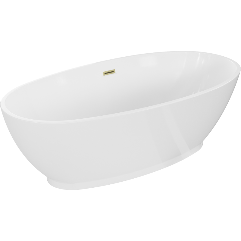 Mexen Bilbao freestanding bathtub 180 x 90 cm, white, brushed gold overflow - 51311809000-55