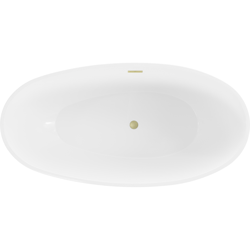 Mexen Bilbao freestanding bath 180 x 90 cm, white, brushed gold overflow - 51311809000-55