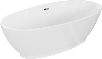 Mexen Bilbao Freestanding Bath 180 x 90 cm, White, Overflow Rose Gold - 51311809000-60