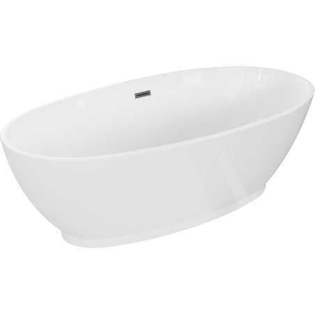 Mexen Bilbao Freestanding Bath 180 x 90 cm, White, Brushed Gun Gray Overflow - 51311809000-66