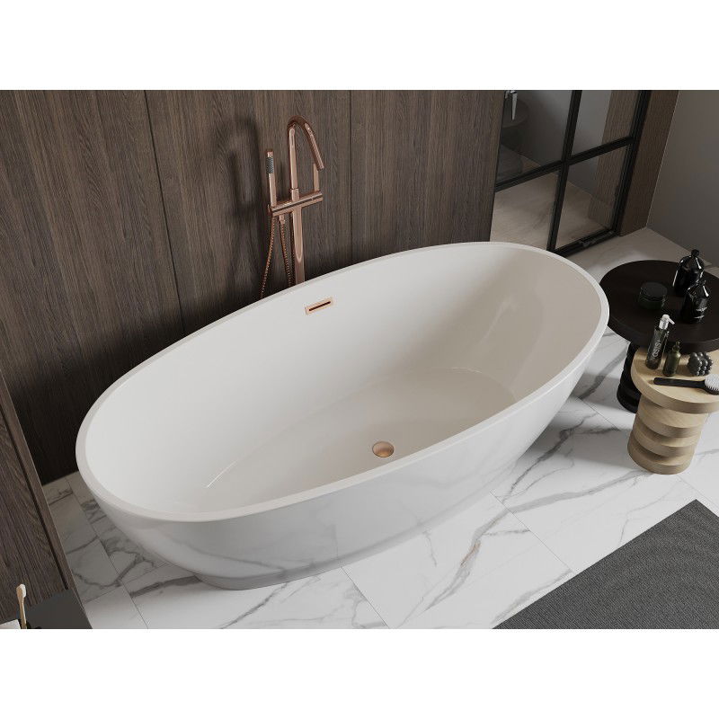 Mexen Bilbao Freestanding Bathtub 180 x 90 cm, White, Brushed Copper Overflow - 51311809000-65