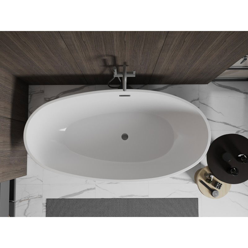 Mexen Bilbao Freestanding Bath 180 x 90 cm, White, Brushed Gun Gray Overflow - 51311809000-66