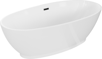 Mexen Bilbao Freestanding Bath 180 x 90 cm, White, Black Overflow - 51311809000-70