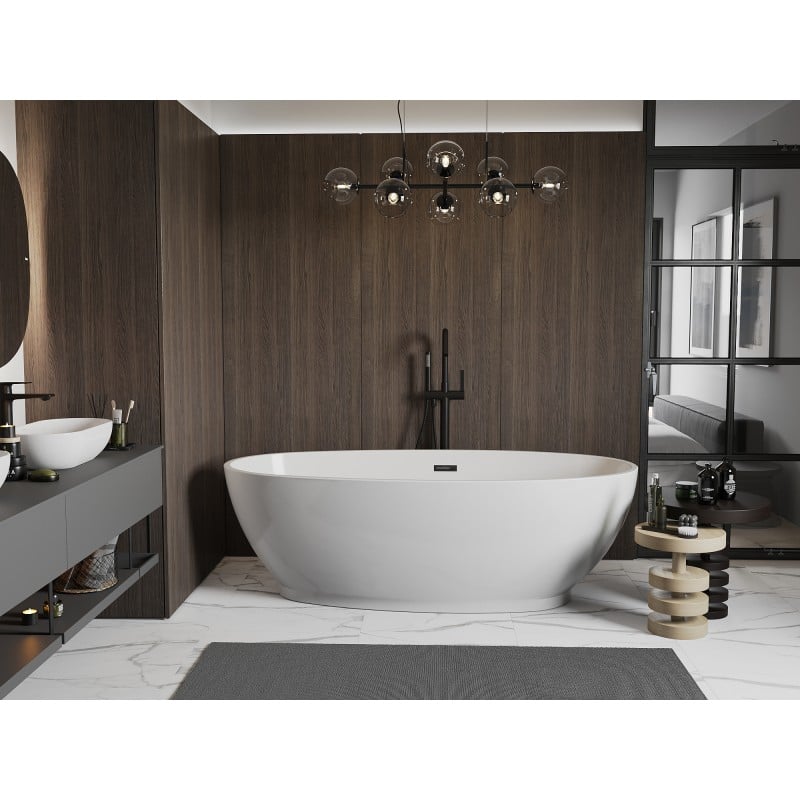 Mexen Bilbao Freestanding Bath 180 x 90 cm, White, Black Overflow - 51311809000-70
