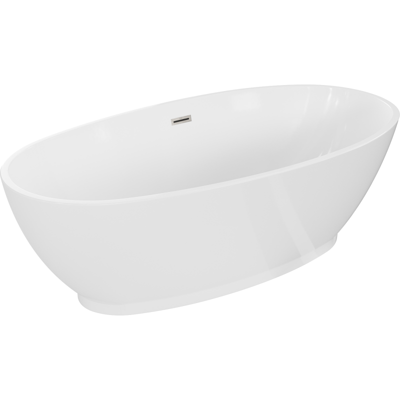 Mexen Bilbao freestanding bathtub 180 x 90 cm, white, brushed nickel overflow - 51311809000-97