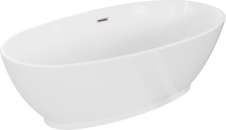Mexen Bilbao freestanding bathtub 180 x 90 cm, white, brushed nickel overflow - 51311809000-97