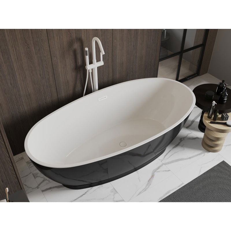 Mexen Bilbao freestanding bath 180 x 90 cm, white/black, white overflow - 51311809075-20