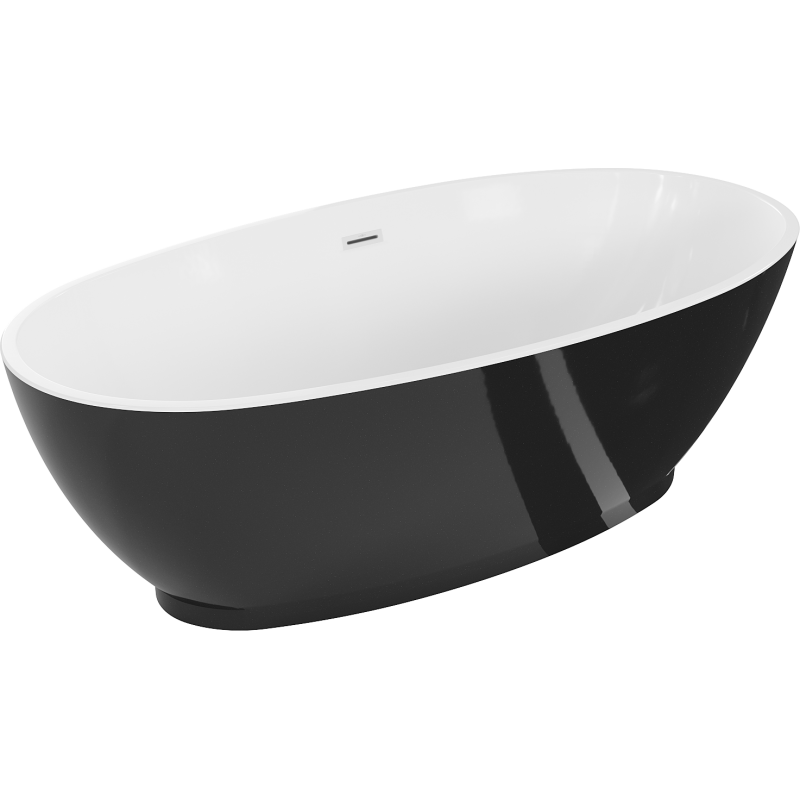 Mexen Bilbao freestanding bath 180 x 90 cm, white/black, white overflow - 51311809075-20