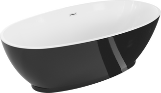Mexen Bilbao freestanding bath 180 x 90 cm, white/black, white overflow - 51311809075-20