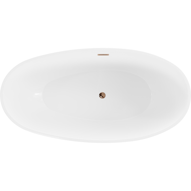 Mexen Bilbao freestanding bath 180 x 90 cm, white/black, overflow pink gold - 51311809075-60