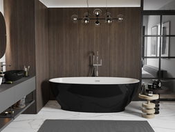 Mexen Bilbao freestanding bathtub 180 x 90 cm, white/black, chrome overflow - 51311809075-01