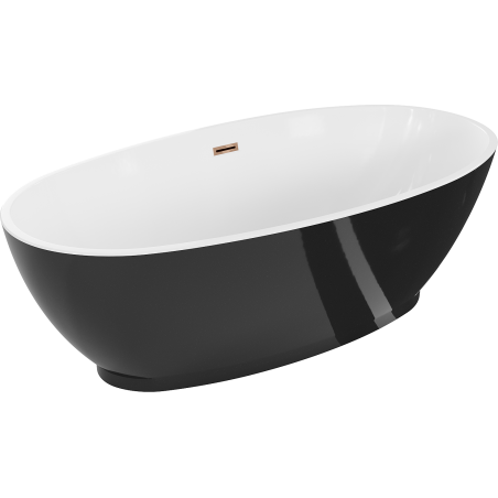 Mexen Bilbao freestanding bath 180 x 90 cm, white/black, overflow pink gold - 51311809075-60