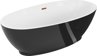 Mexen Bilbao freestanding bathtub 180 x 90 cm, white/black, rose gold overflow - 51311809075-60