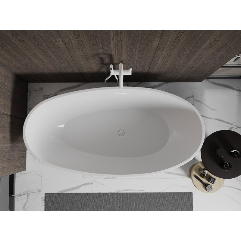 Mexen Bilbao freestanding bath 180 x 90 cm, white/black, white overflow - 51311809075-20