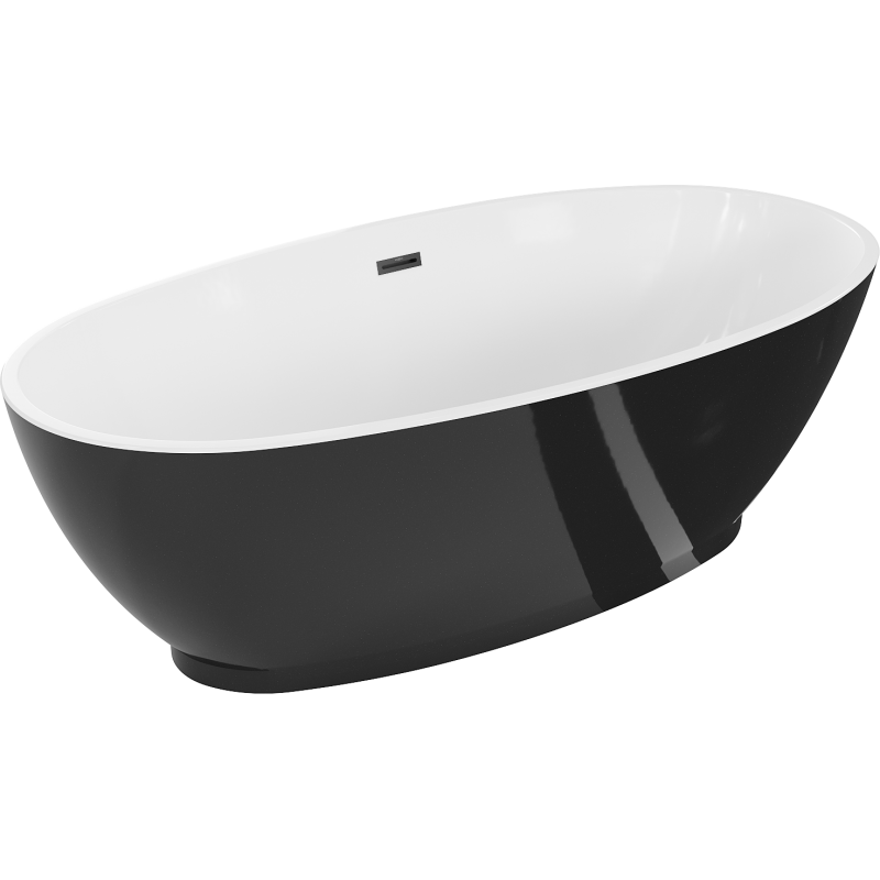 Mexen Bilbao freestanding bathtub 180 x 90 cm, white/black, black overflow - 51311809075-70