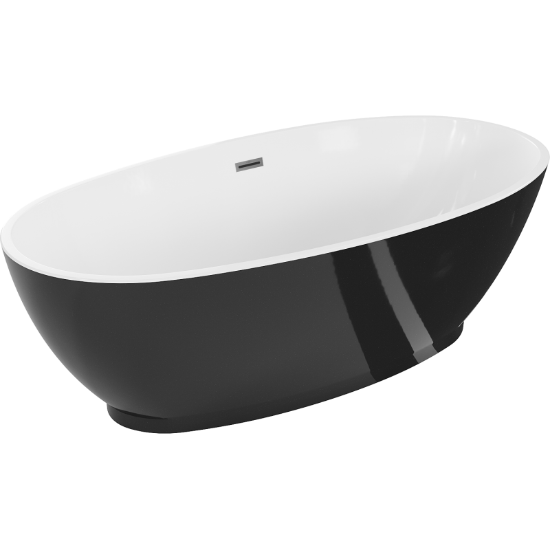 Mexen Bilbao freestanding bathtub 180 x 90 cm, white/black, gun metal overflow - 51311809075-95