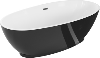 Mexen Bilbao freestanding bath 180 x 90 cm, white/black, brushed gun gray overflow - 51311809075-66