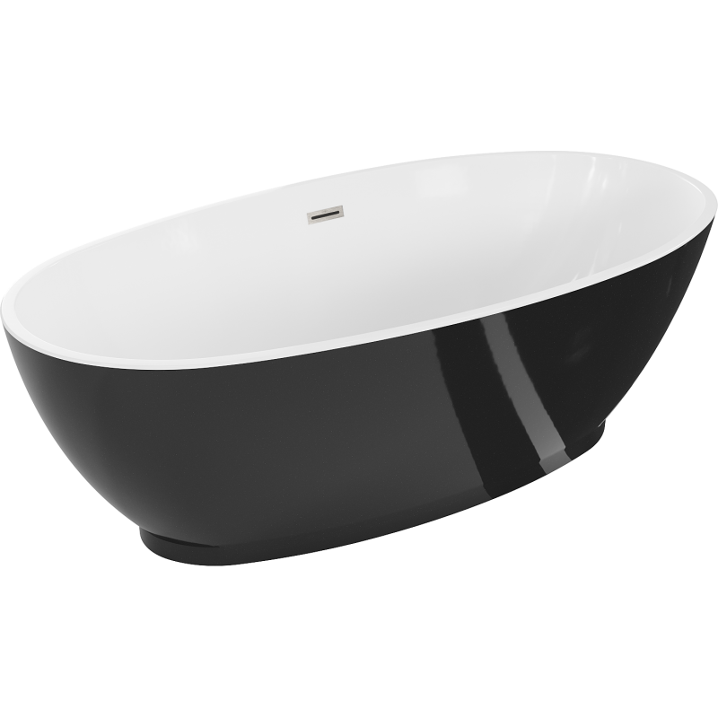 Mexen Bilbao freestanding bathtub 180 x 90 cm, white/black, brushed nickel overflow - 51311809075-97