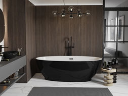 Mexen Bilbao freestanding bathtub 180 x 90 cm, white/black, black overflow - 51311809075-70