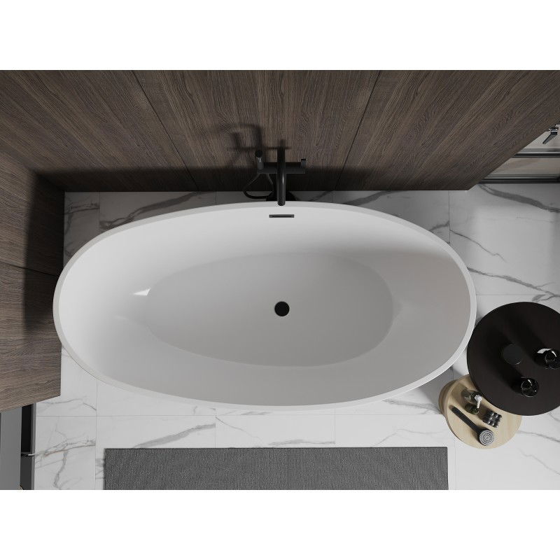 Mexen Bilbao freestanding bath 180 x 90 cm, white/black, black overflow - 51311809075-70