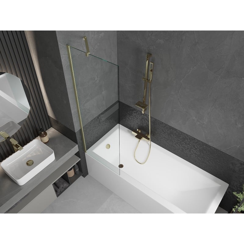 Mexen Next 1-panel bath screen 60 x 150 cm, transparent, brushed gold - 895-060-000-00-00-55