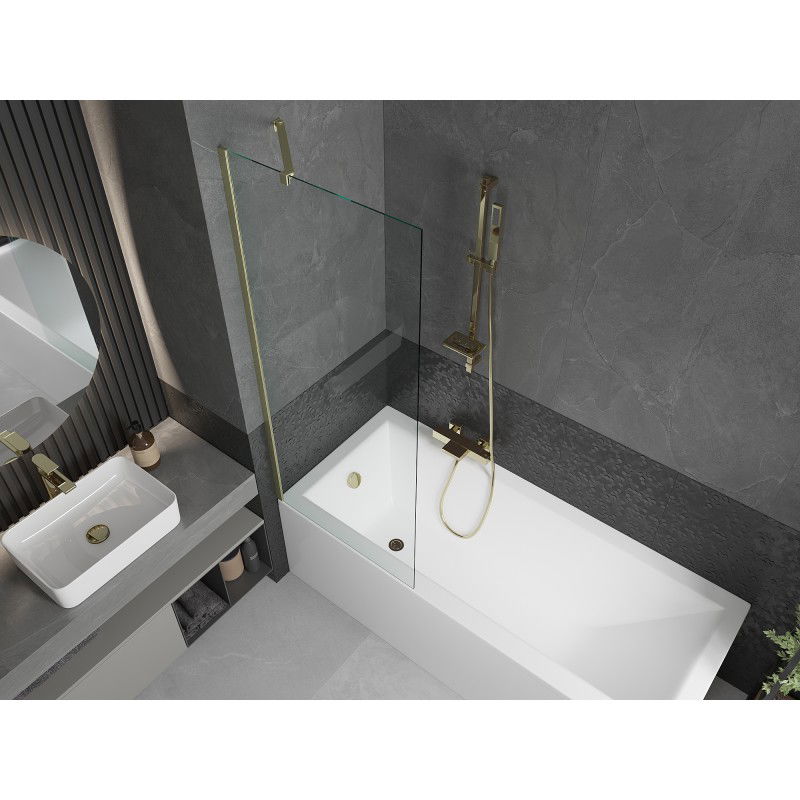Mexen Next 1-panel bath screen 70 x 150 cm, transparent, brushed gold - 895-070-000-00-00-55