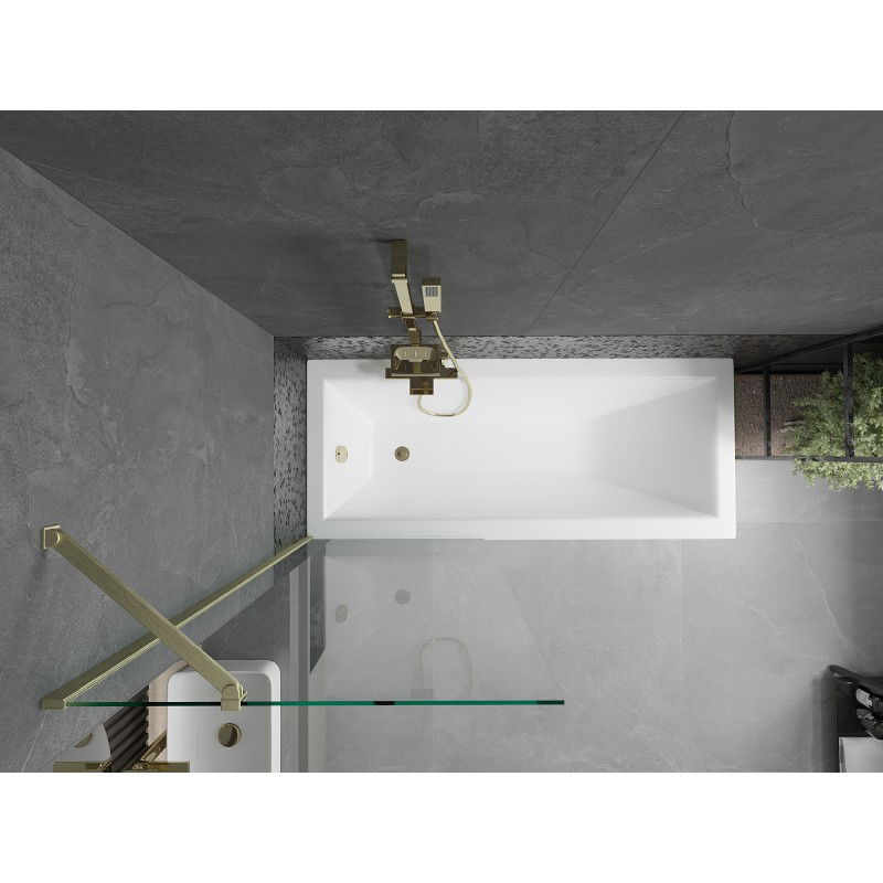 Mexen Next 1-panel bath screen 70 x 150 cm, transparent, brushed gold - 895-070-000-00-00-55