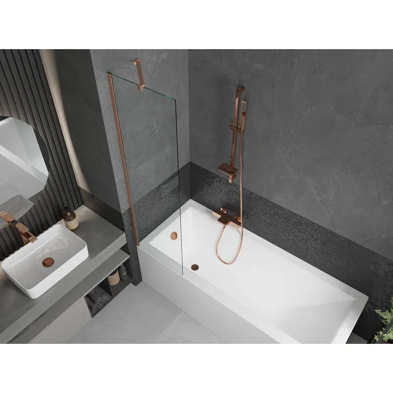 Mexen Next 1-Panel Bath Screen 50 x 150 cm, Transparent, Brushed Copper - 895-050-000-00-00-65