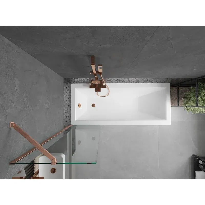 Mexen Next 1-Panel Bath Screen 50 x 150 cm, Transparent, Brushed Copper - 895-050-000-00-00-65