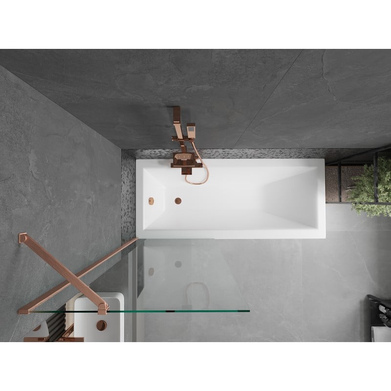 Mexen Next bath screen 1-panel 70 x 150 cm, transparent, brushed copper - 895-070-000-00-00-65