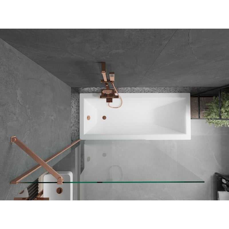 Mexen Next single-fold bath screen 100 x 150 cm, transparent, brushed copper - 895-100-000-00-00-65