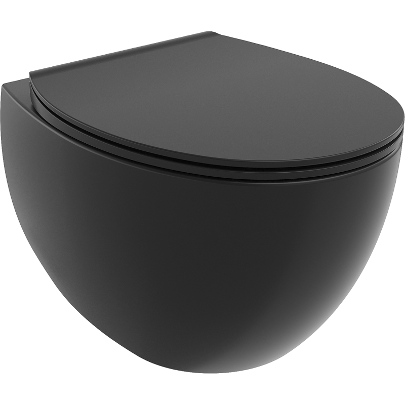 Mexen Egg Rimless Toilet Bowl with Soft-Close Slim Seat, Duroplast, Matte Black - 30245070