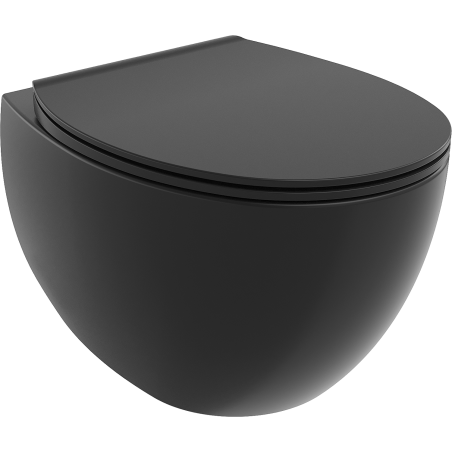 Mexen Egg Rimless Toilet Bowl with Soft-Close Slim Seat, Duroplast, Matte Black - 30245070