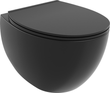 Mexen Egg Rimless Toilet Bowl with Soft-Close Slim Seat, Duroplast, Matte Black - 30245070