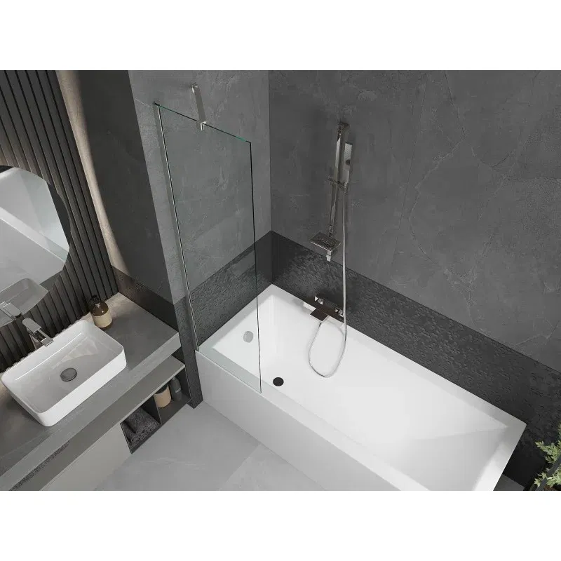 Mexen Next 1-panel bath screen 50 x 150 cm, transparent, brushed nickel - 895-050-000-00-00-97