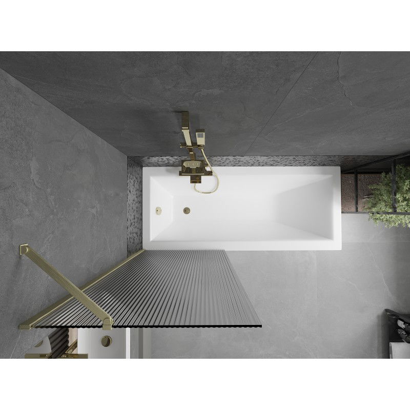 Mexen Next Bath Screen 1-winged 70 x 150 cm, Stripy, Gold Brushed - 895-070-000-00-09-55