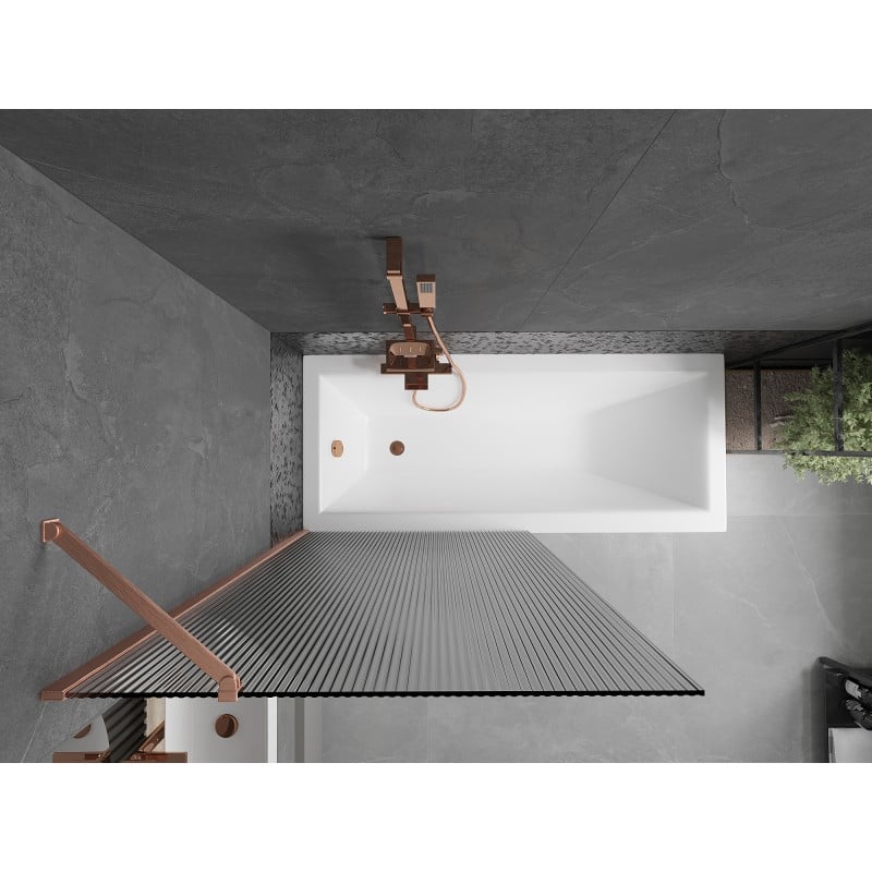 Mexen Next 1-wing bath screen 90 x 150 cm, stripes, brushed copper - 895-090-000-00-09-65