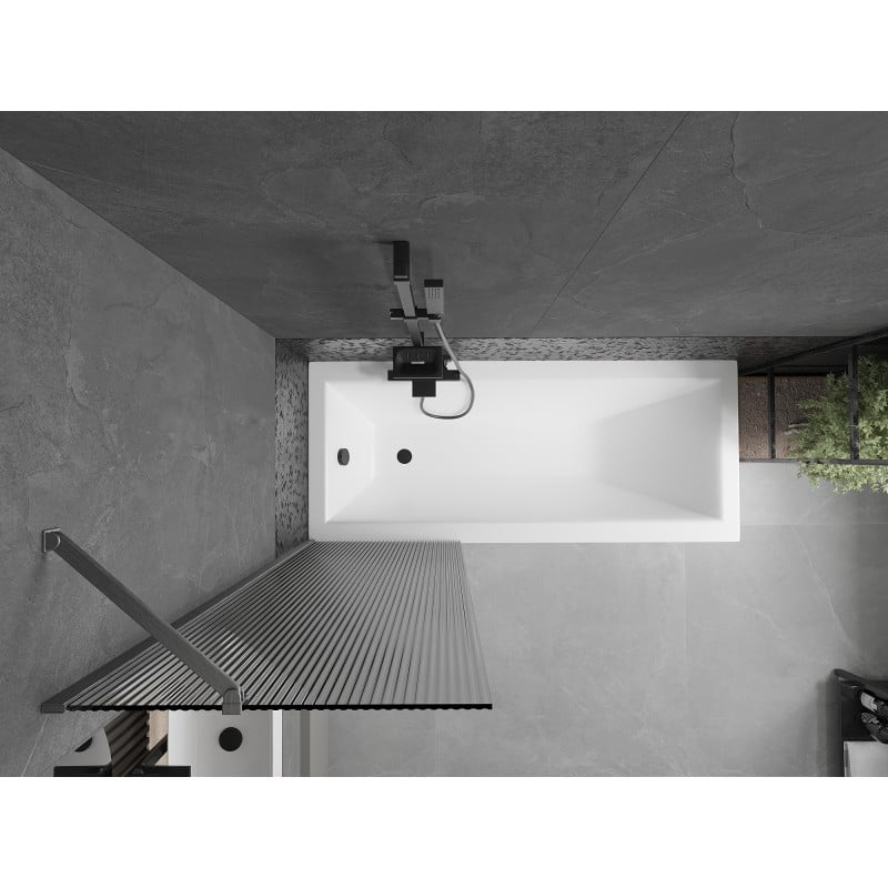 Mexen Next 1-panel bath screen 60 x 150 cm, frosted stripes, brushed gun gray - 895-060-000-00-09-66