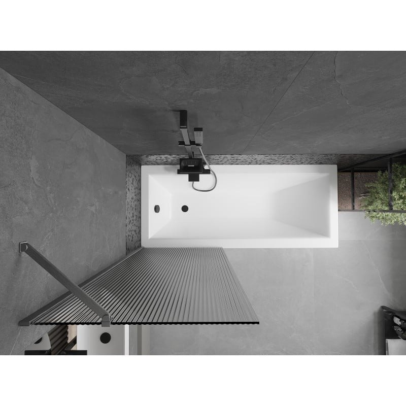 Mexen Next bath screen 1-leaf 70 x 150 cm, stripes, brushed gun gray - 895-070-000-00-09-66